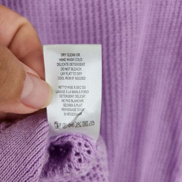 Kerri Rosenthal Purple Knit Heart Elbow Patch Women's Sweater XS Cashmere Blend - Picture 11 of 15